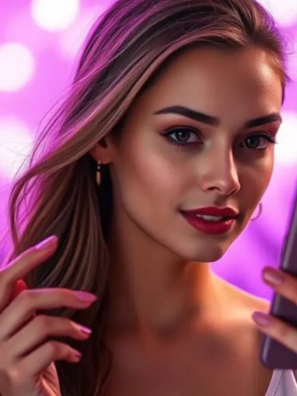 Beauty creator with a Subscribe frame